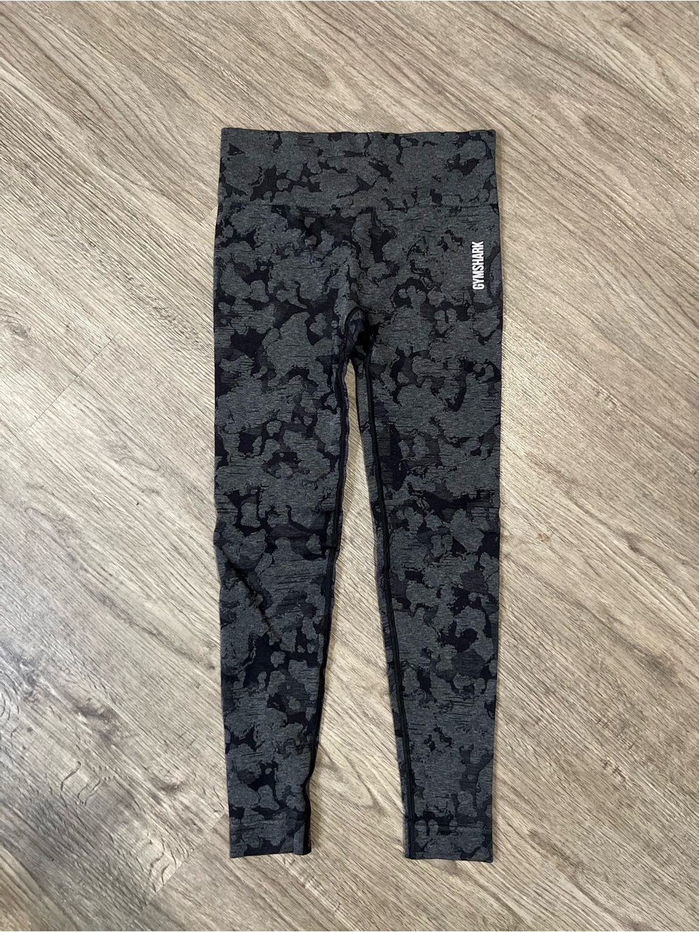 Gymshark Gray & Black Camo Seamless Leggings with Butt Scrunch